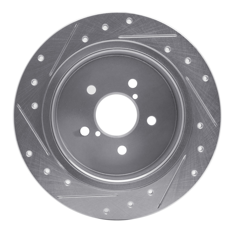 Subaru Outback Brake Rotor (1) - Rear Right - R1 Concepts - Drilled & Slotted - Silver - `05-`09